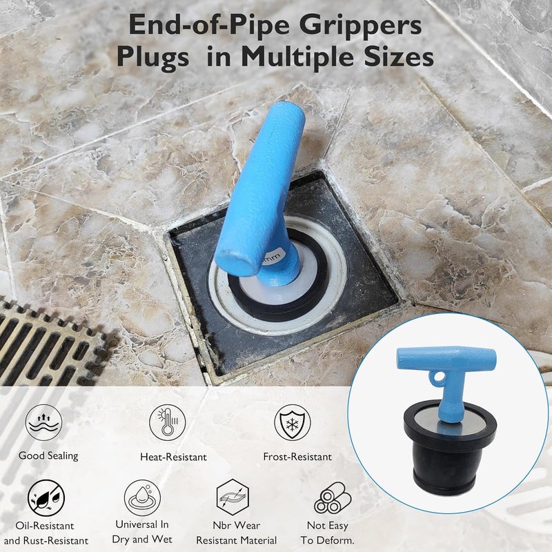 BOPOREAE Mechanical Test, Seal, Cleanout Pipe Plug, 2-5/8 to 3-1/8 in Expandable Rubber Plug Sewer Cleanout Cap Cover for DWV Testing, SSteel Boat Handle Drain Plug with Galvanized Screw and Nut - Image 3